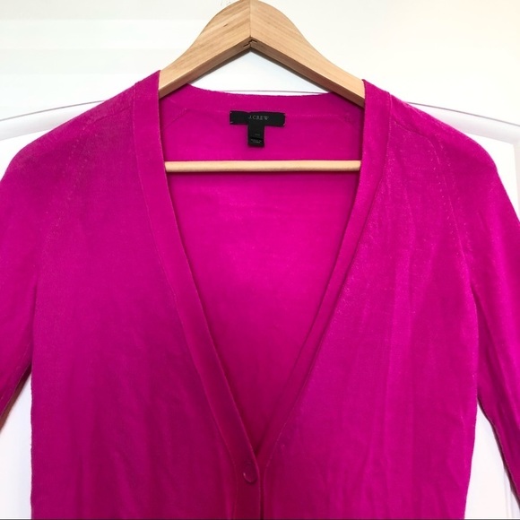๐ 6/$60, JCrew Cardigan, 100% Merino Wool, Pink Raspberry, Size XXS - Picture 3 of 5